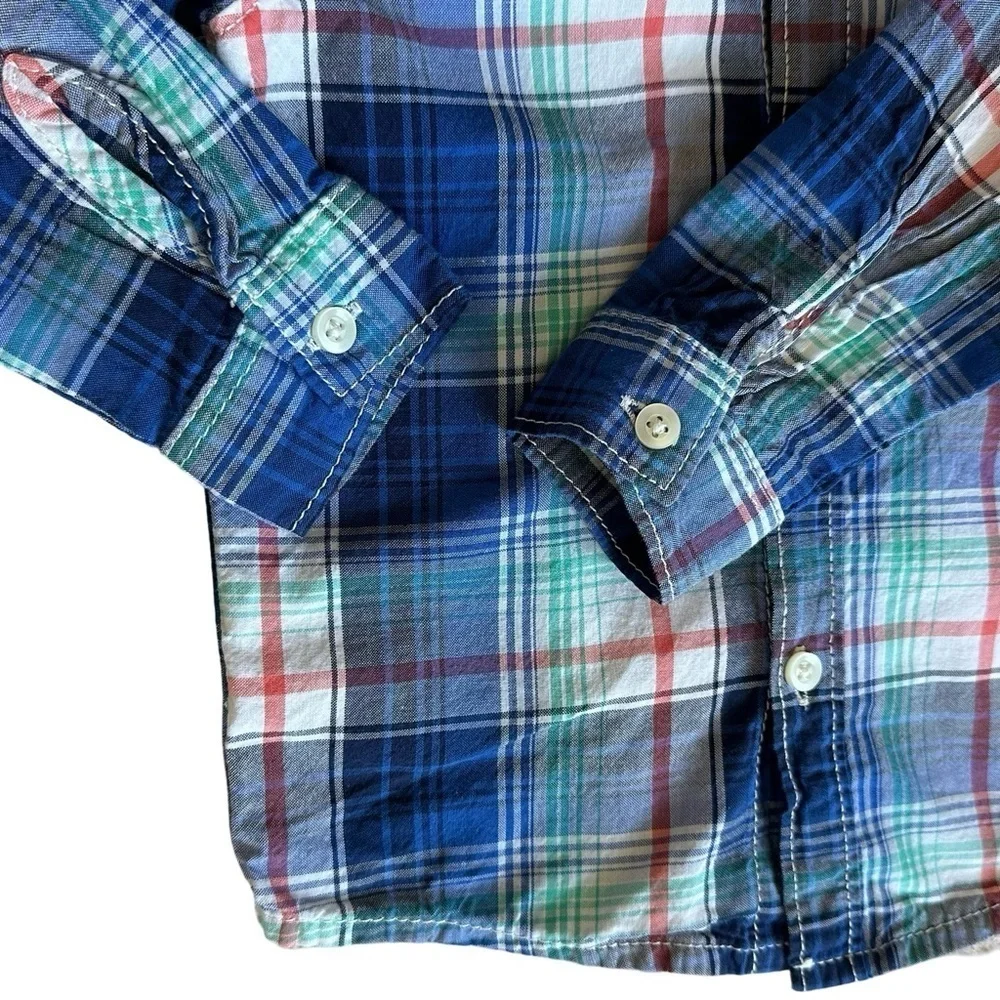 Carter's 18m Boys Blue plaid cotton button down shirt
